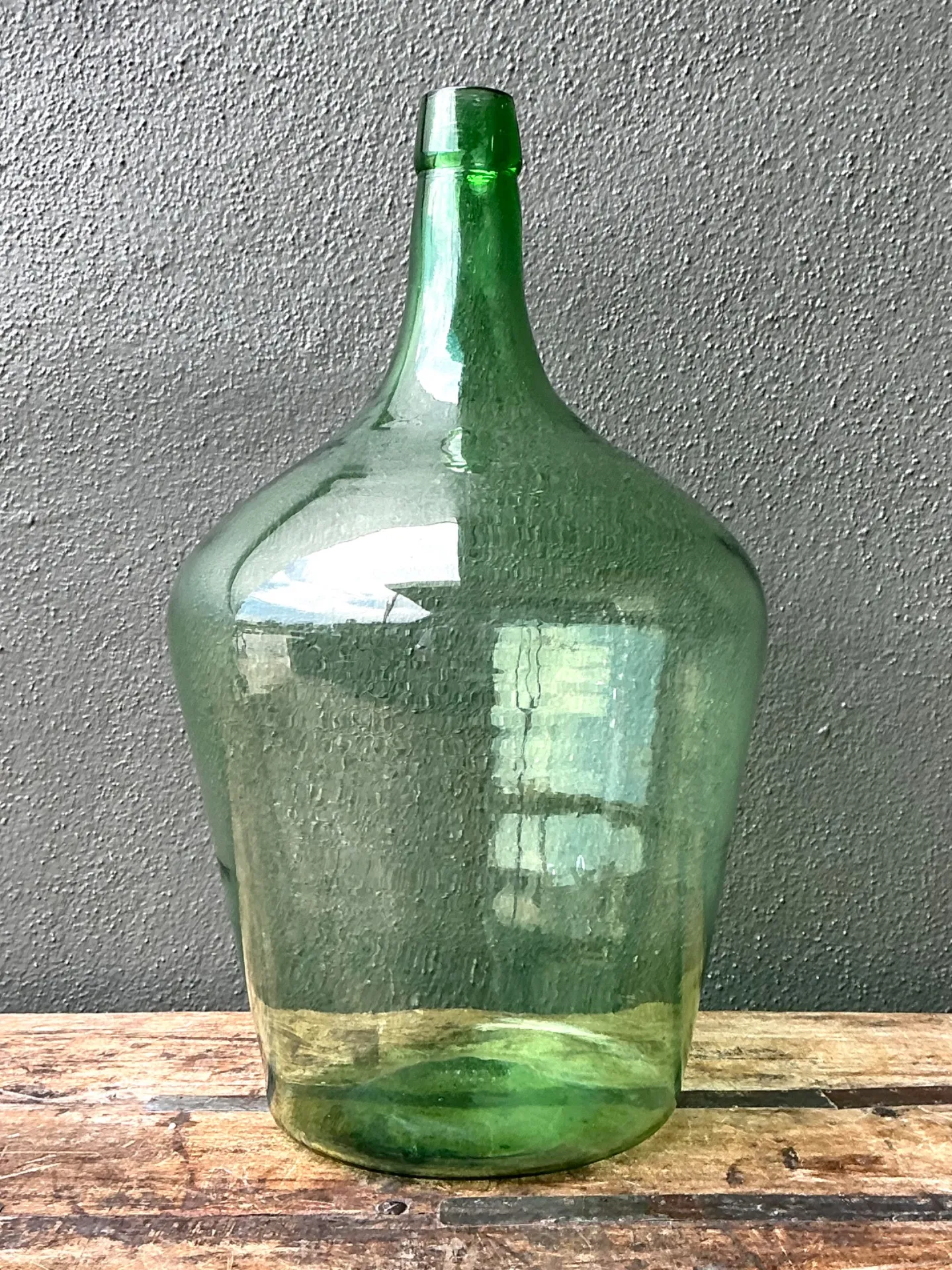 Vintage Green Glass Demijohn Bottle - Green, 11W x 19.25H — additional photo 8