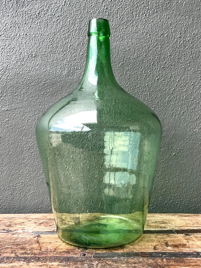 Vintage Green Glass Demijohn Bottle - Green, 11W x 19.25H — additional photo 8
