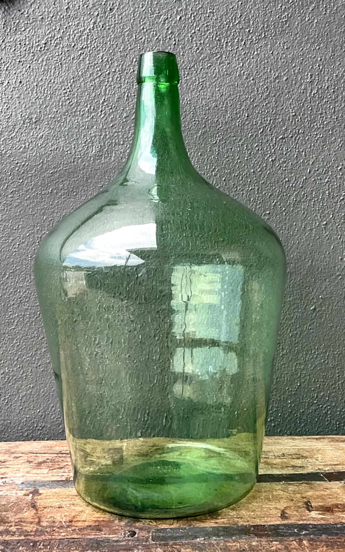 Vintage Green Glass Demijohn Bottle - Green, 11W x 19.25H — additional photo 6