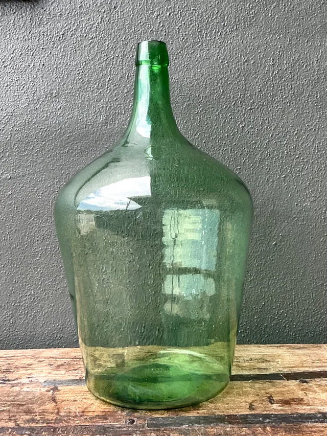 Vintage Green Glass Demijohn Bottle - Green, 11W x 19.25H — additional photo 6