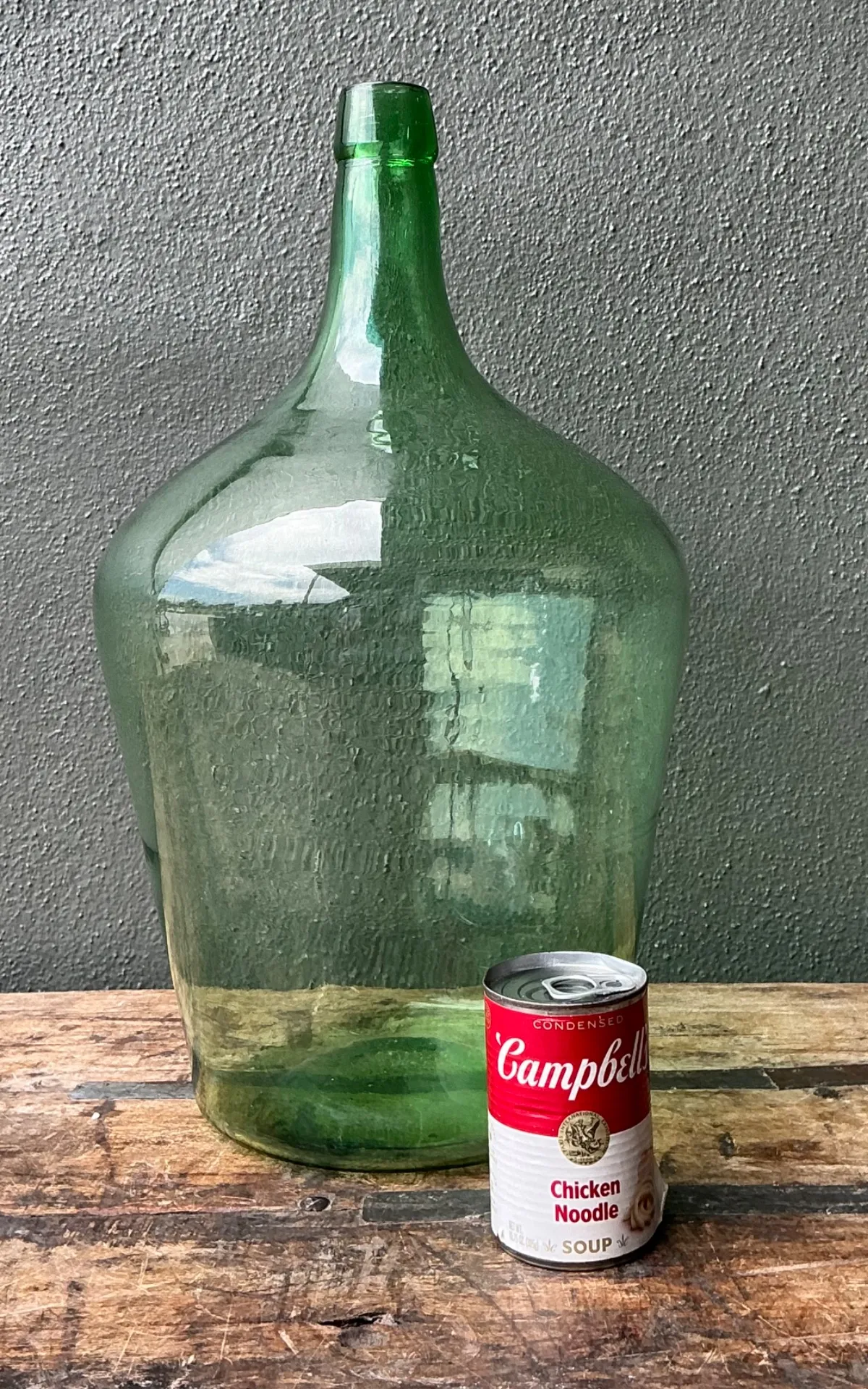 Vintage Green Glass Demijohn Bottle - Green, 11W x 19.25H — additional photo 1