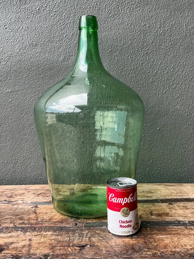 Vintage Green Glass Demijohn Bottle - Green, 11W x 19.25H — additional photo 1