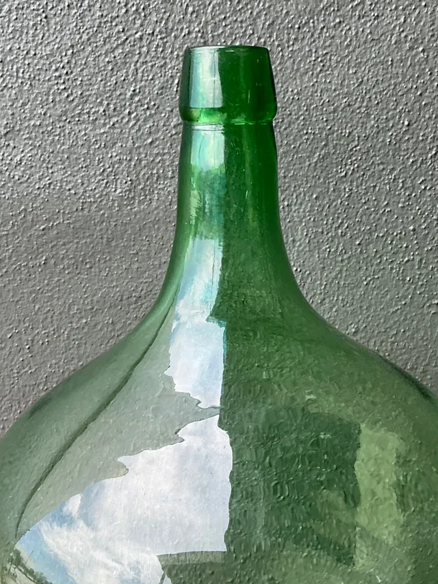 Vintage Green Glass Demijohn Bottle - Green, 11W x 19.25H — additional photo 2