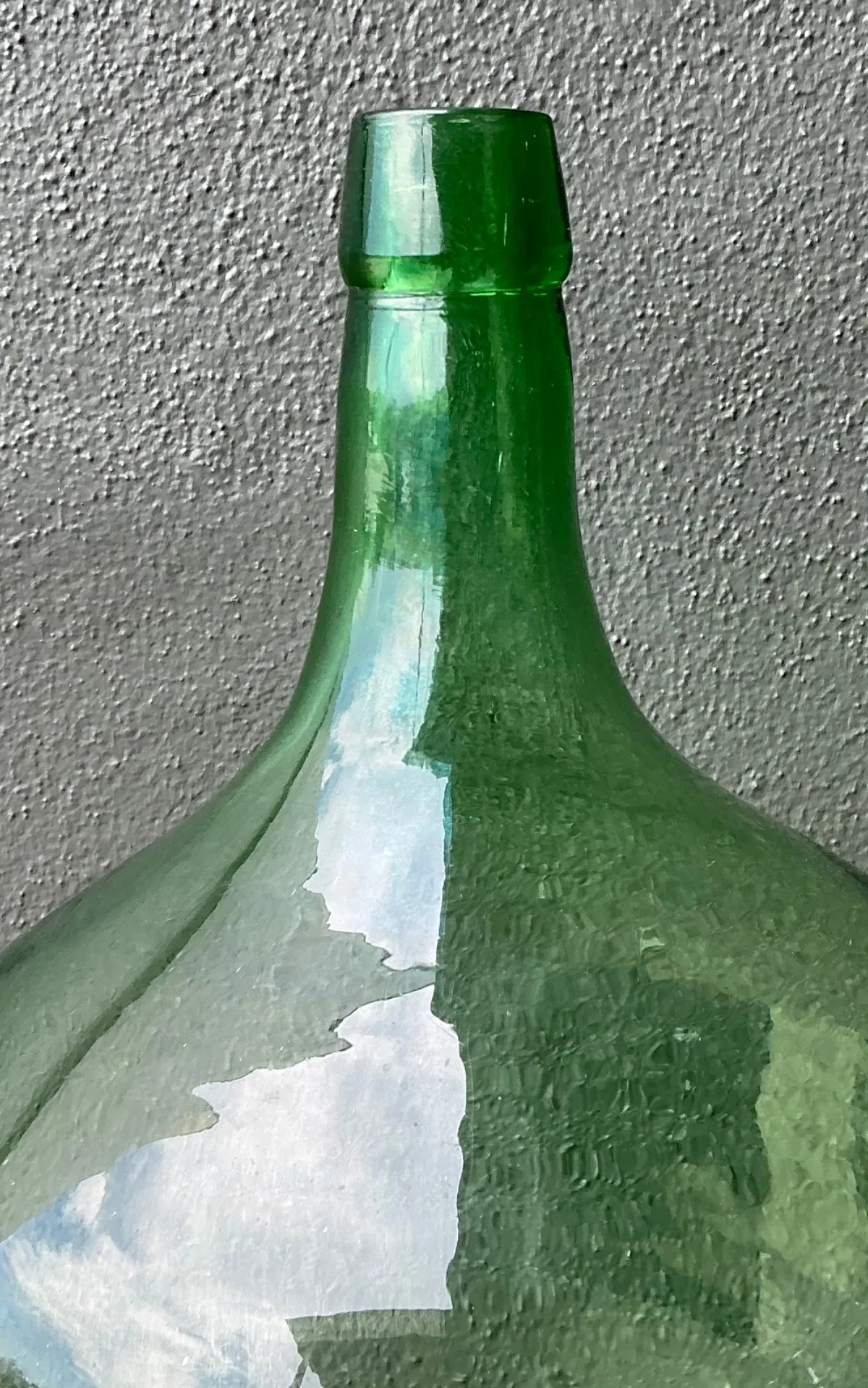 Vintage Green Glass Demijohn Bottle - Green, 11W x 18.75H — additional photo 2