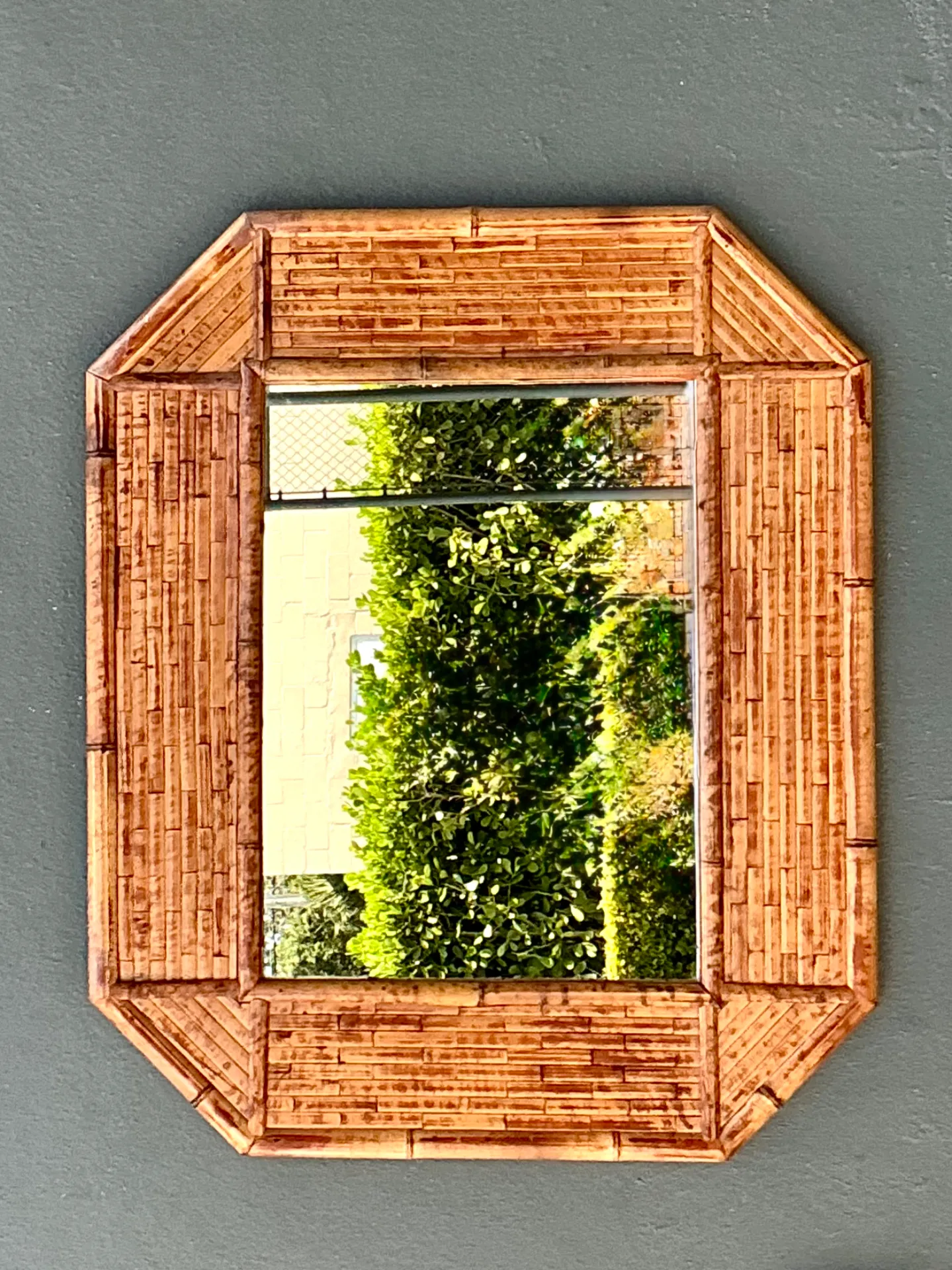 Vintage Bamboo Octagonal Wall Mirror — additional photo 7