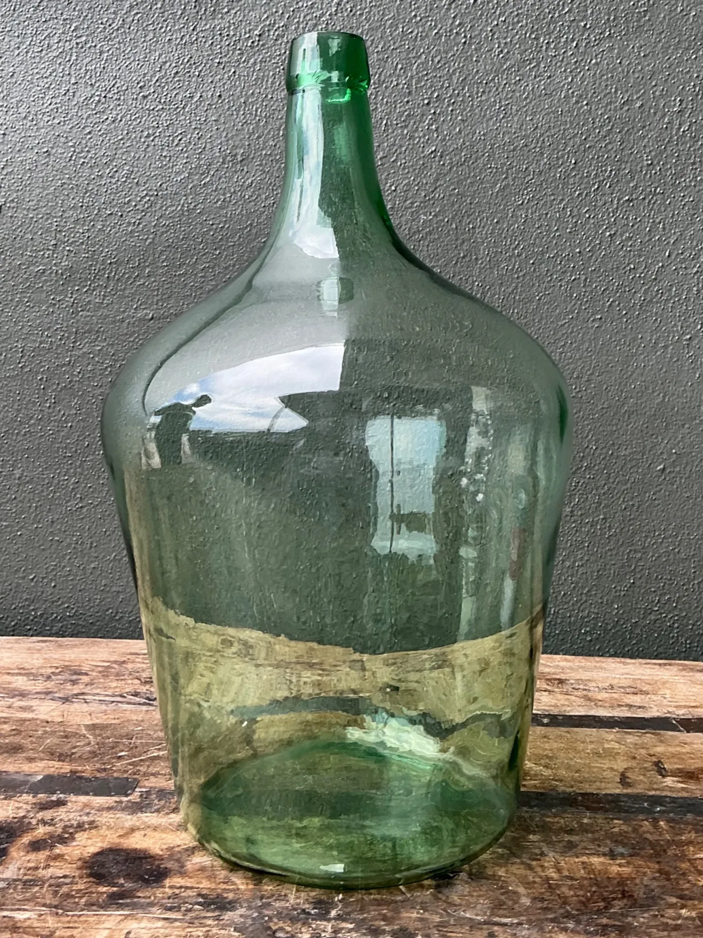 Vintage Green Glass Demijohn Bottle - Green, 11W x 18.75H — additional photo 4