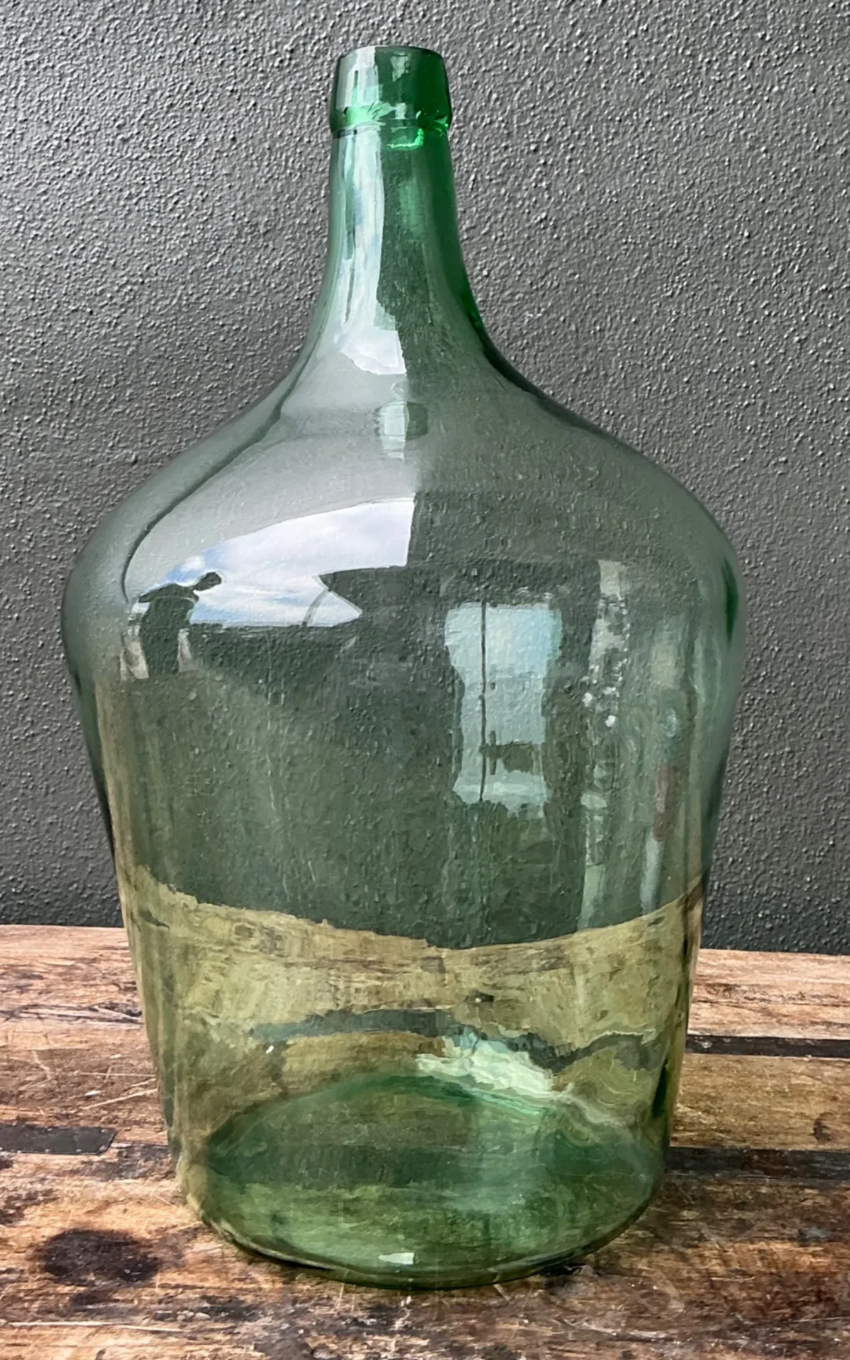 Vintage Green Glass Demijohn Bottle - Green, 11W x 18.75H — additional photo 4
