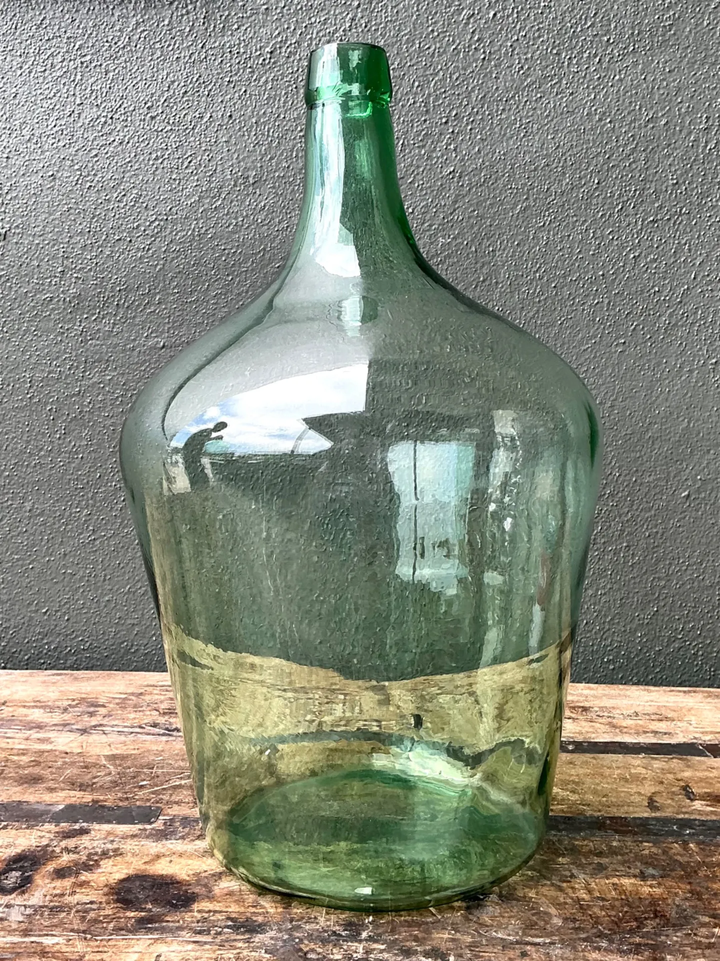 Vintage Green Glass Demijohn Bottle - Green, 11W x 18.75H — additional photo 8