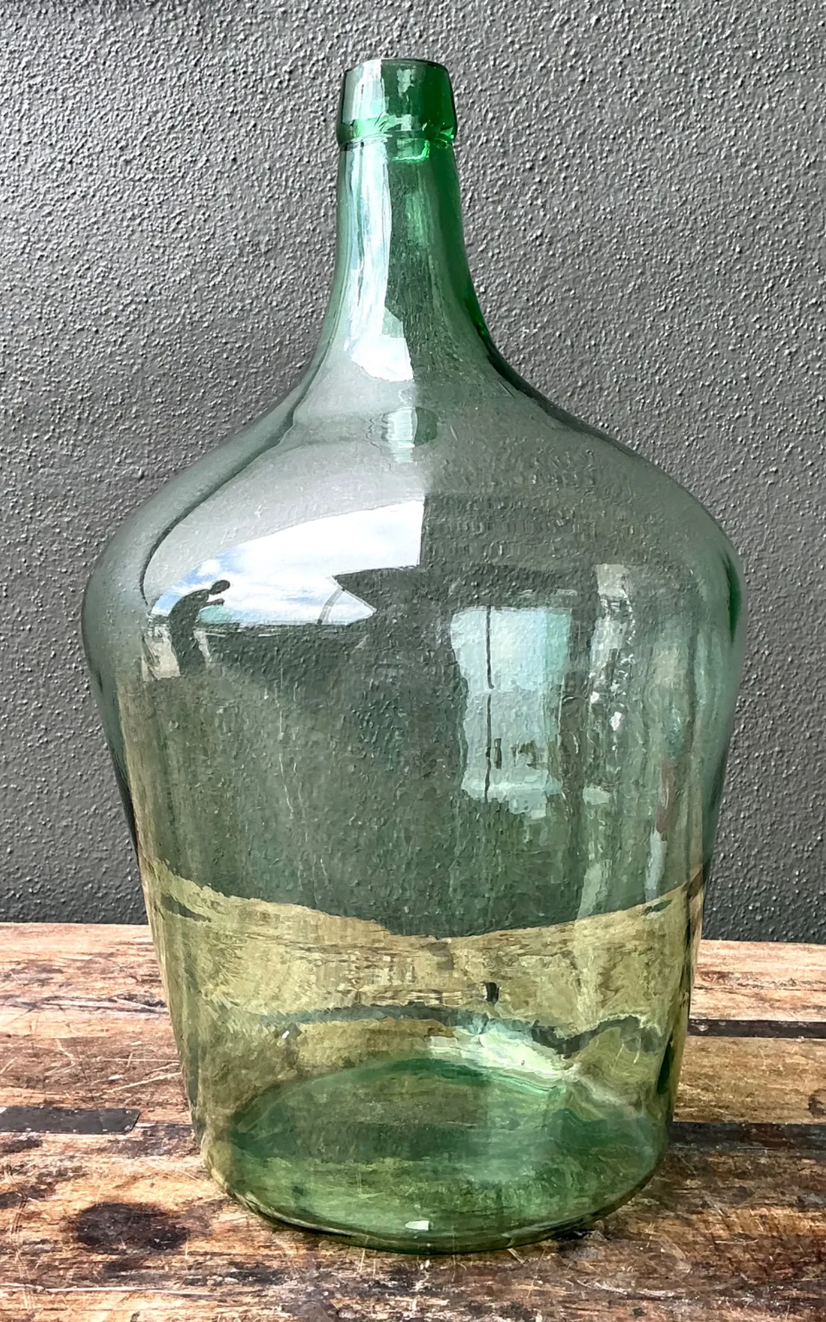 Vintage Green Glass Demijohn Bottle - Green, 11W x 18.75H — additional photo 8