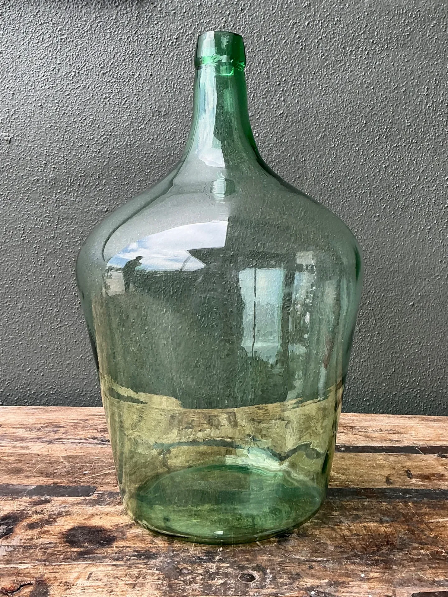Vintage Green Glass Demijohn Bottle - Green, 11W x 18.75H — additional photo 6