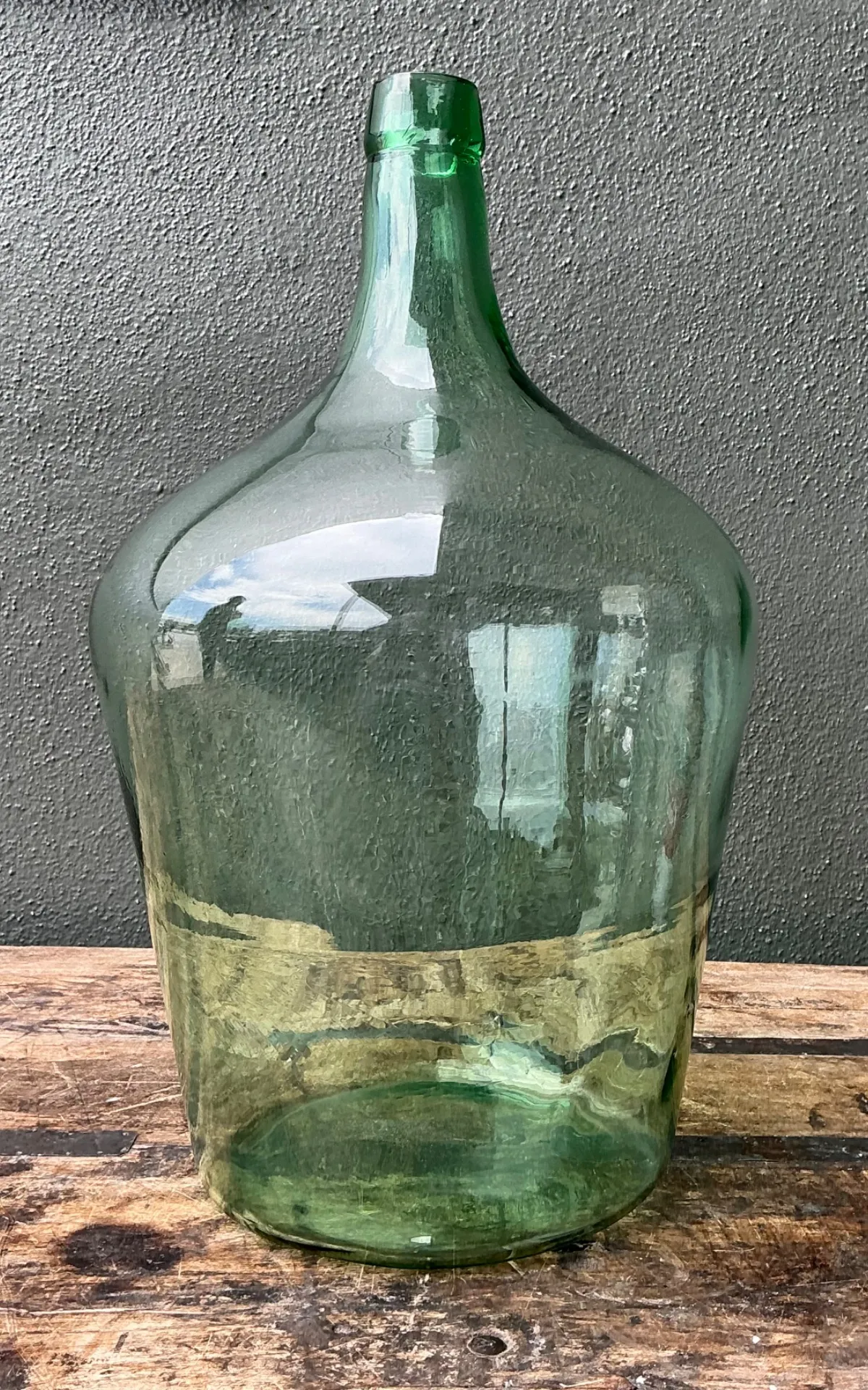 Vintage Green Glass Demijohn Bottle - Green, 11W x 18.75H — additional photo 6