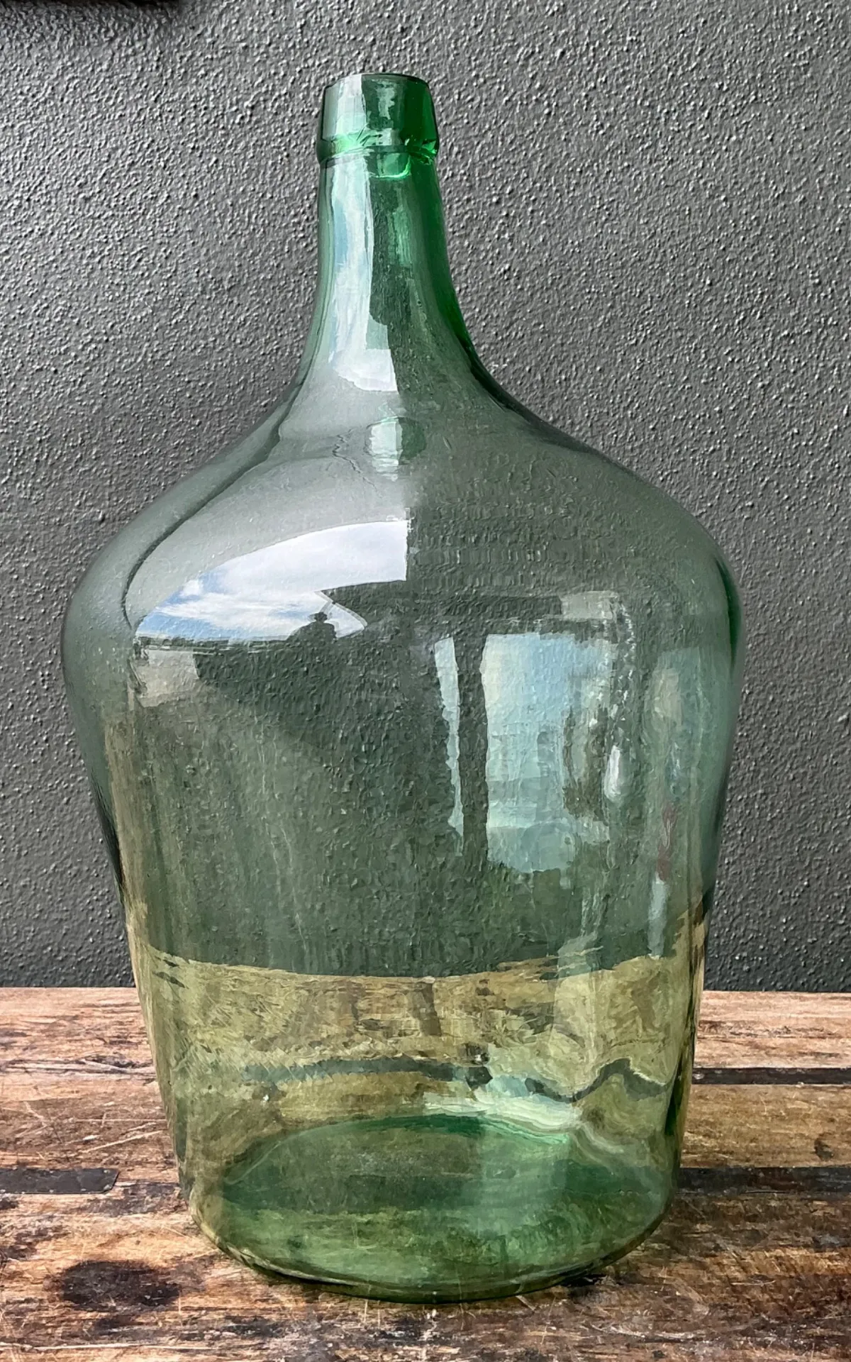 Vintage Green Glass Demijohn Bottle - Green, 11W x 18.75H — additional photo 5