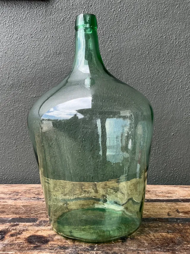 Vintage Green Glass Demijohn Bottle - Green, 11W x 18.75H — additional photo 5