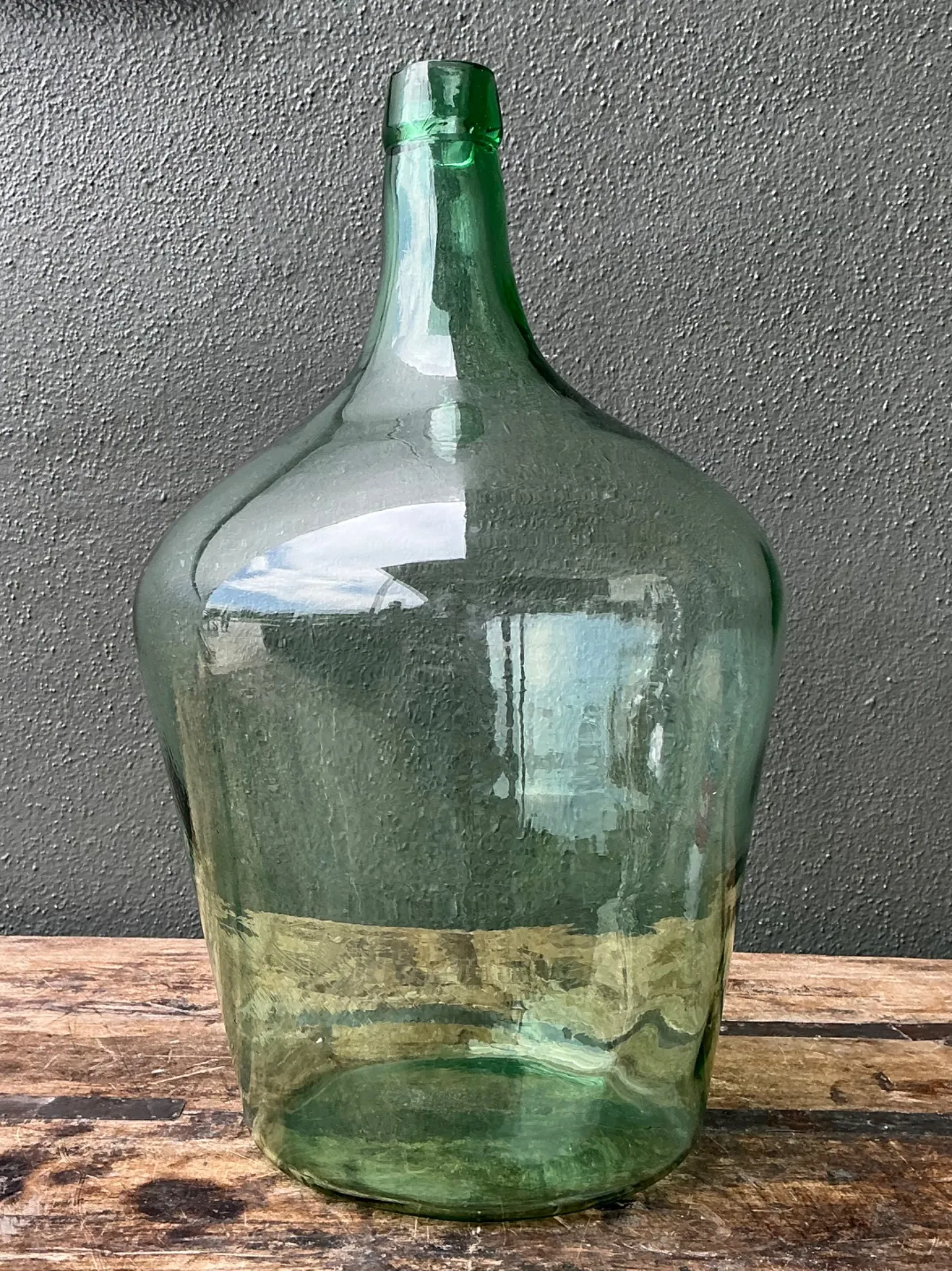 Vintage Green Glass Demijohn Bottle - Green, 11W x 18.75H — additional photo 3