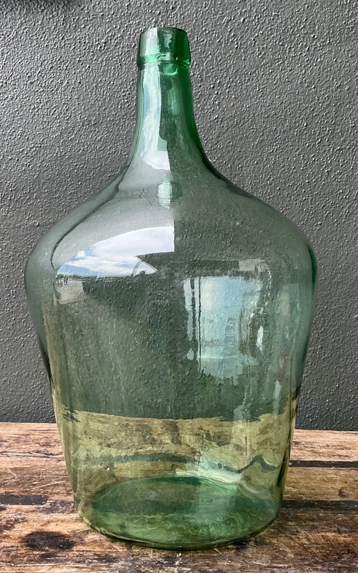Vintage Green Glass Demijohn Bottle - Green, 11W x 18.75H — additional photo 3