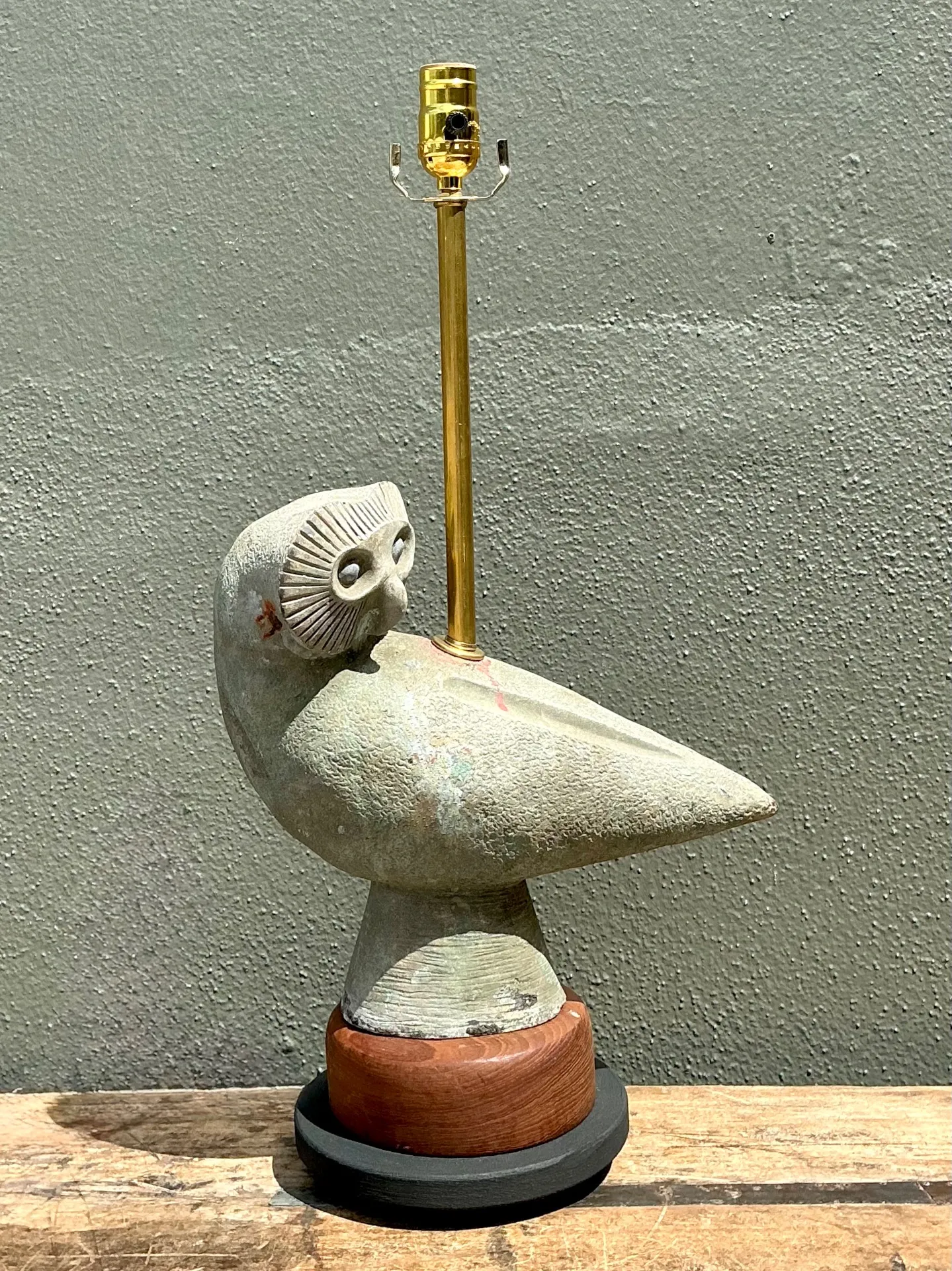 Vintage Ceramic Owl Sculpture Lamp — additional photo 1