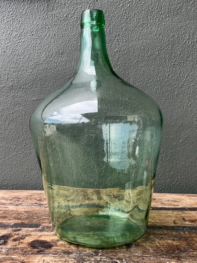 Vintage Green Glass Demijohn Bottle - Green, 11W x 18.75H — additional photo 7