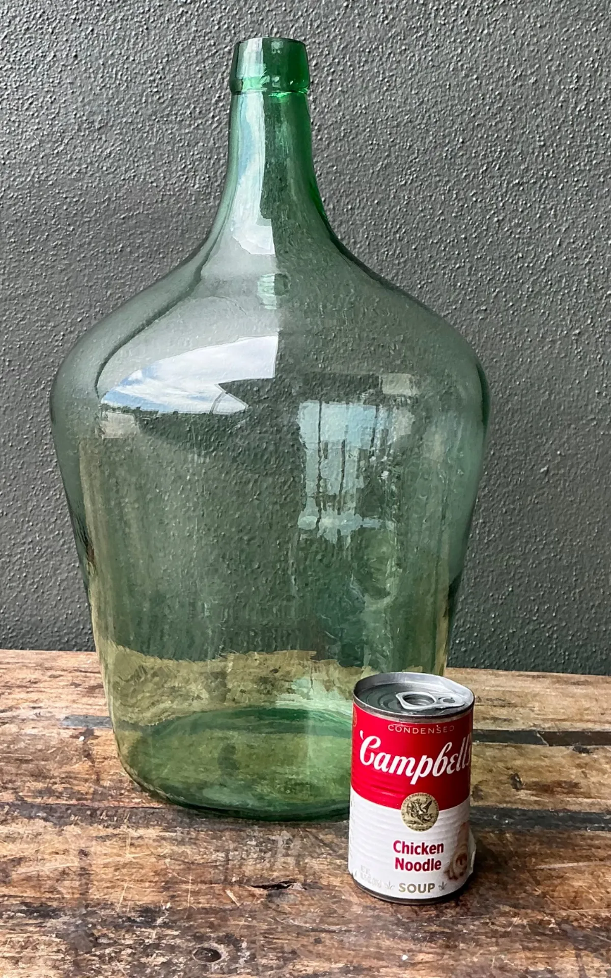 Vintage Green Glass Demijohn Bottle - Green, 11W x 18.75H — additional photo 1