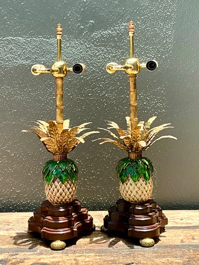 Vintage Frederick Cooper Enamel Pineapple Lamps - A Pair — additional photo 5