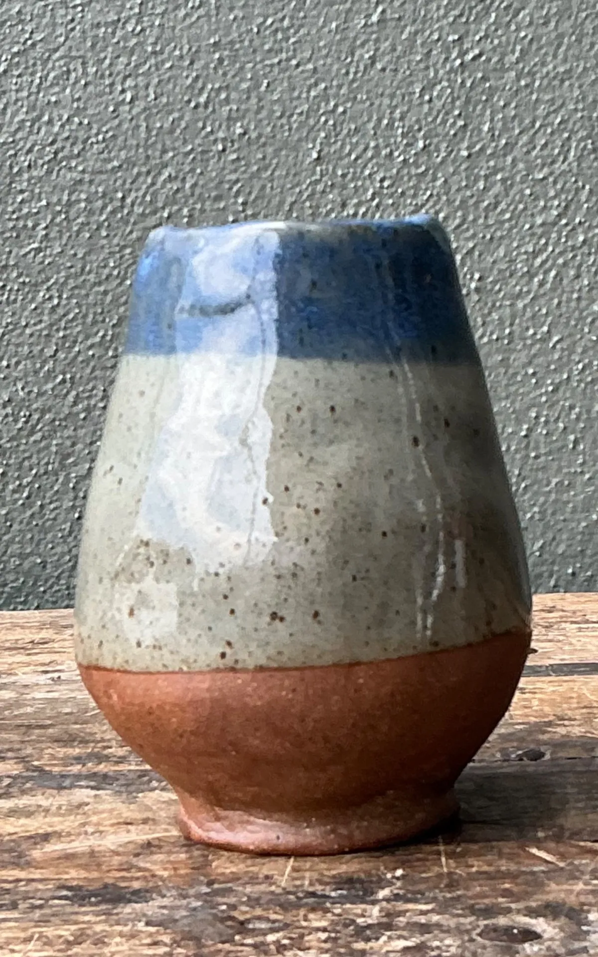 Vintage Blue and Gray Ceramic Vase — additional photo 7
