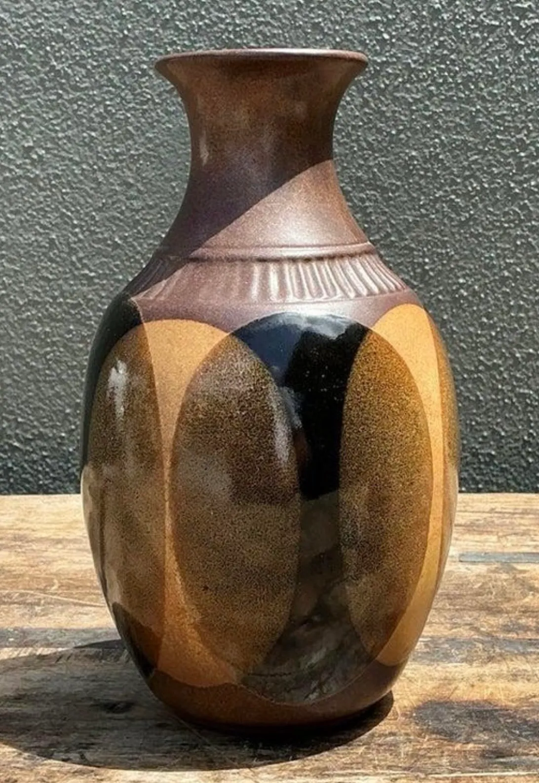 Vintage Original Studio Pottery Vase - Pottery, 4.75W x 9.5H — additional photo 1