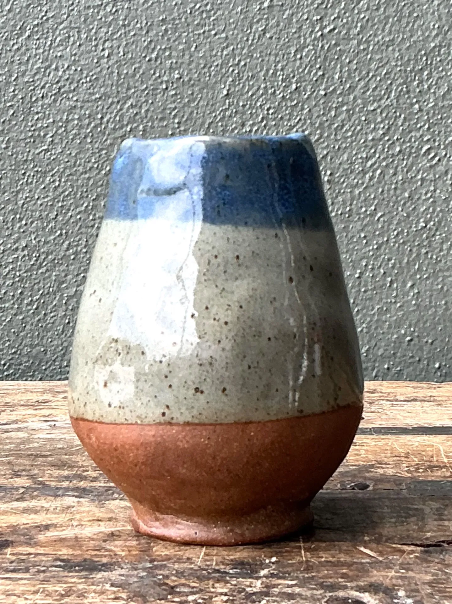 Vintage Blue and Gray Ceramic Vase — additional photo 2