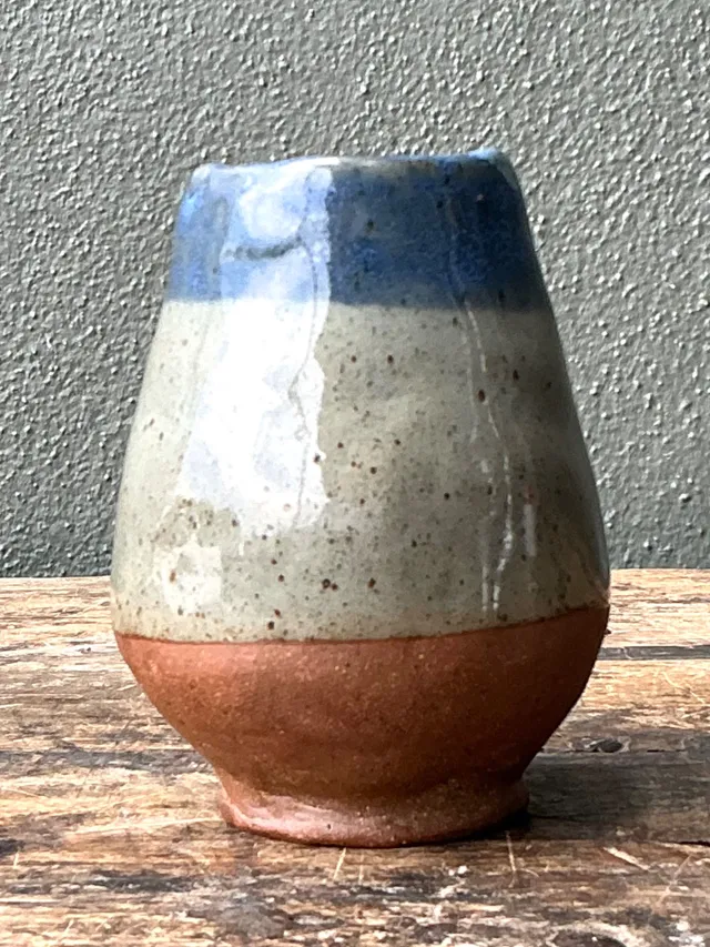 Vintage Blue and Gray Ceramic Vase — additional photo 6