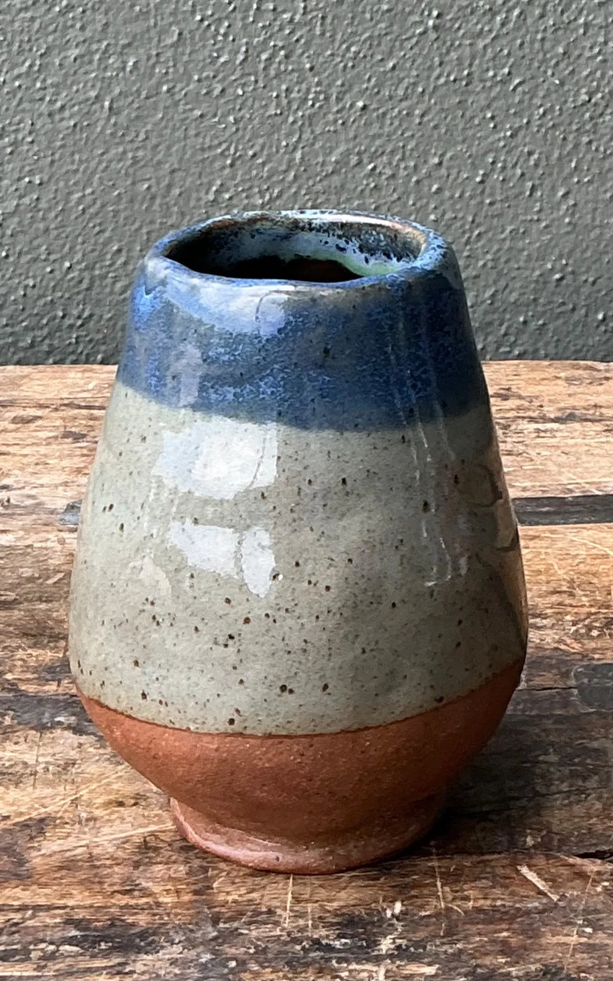Vintage Blue and Gray Ceramic Vase — additional photo 3