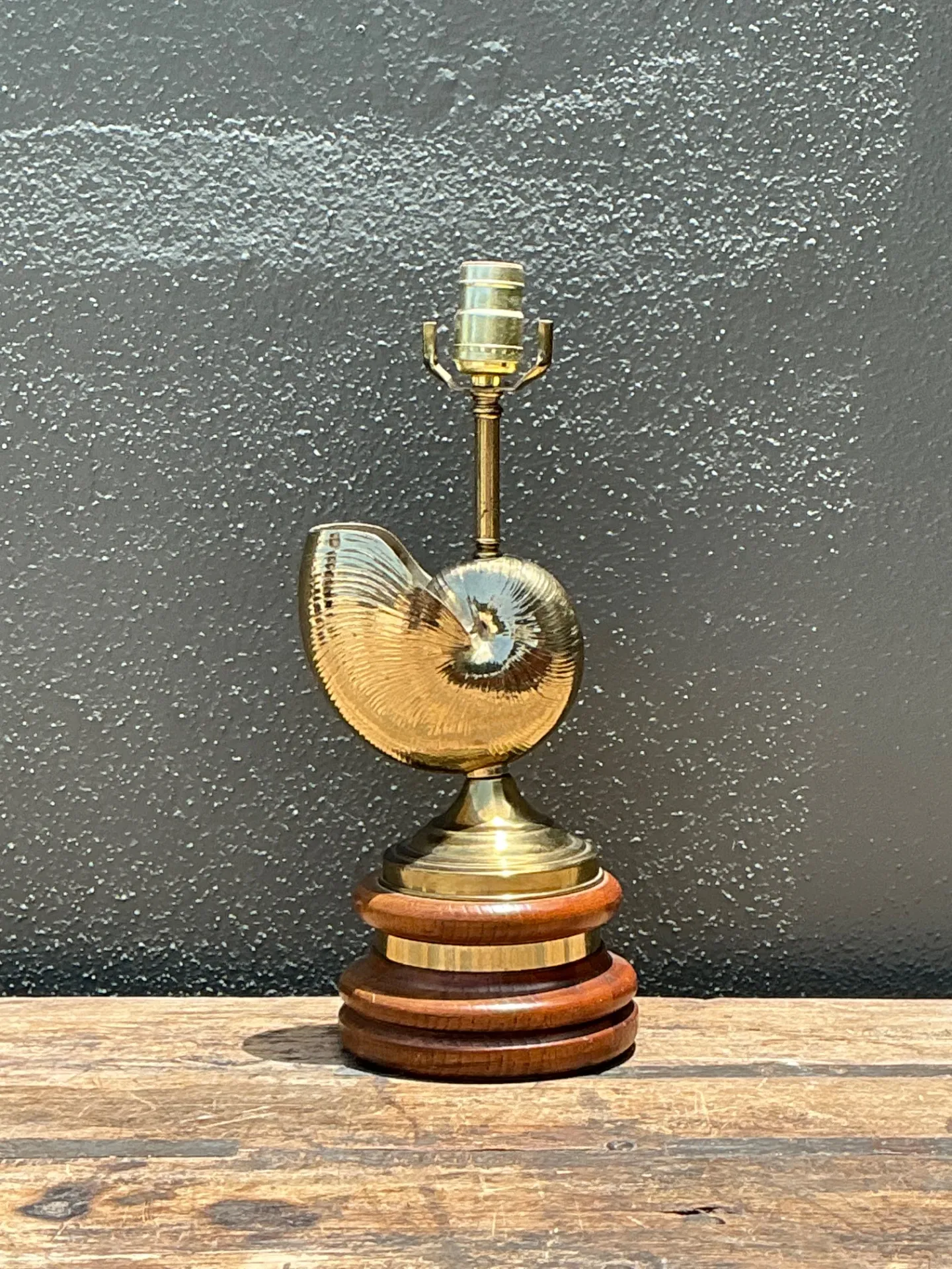 Vintage Brass Nautilus Shell Table Lamp — additional photo 5