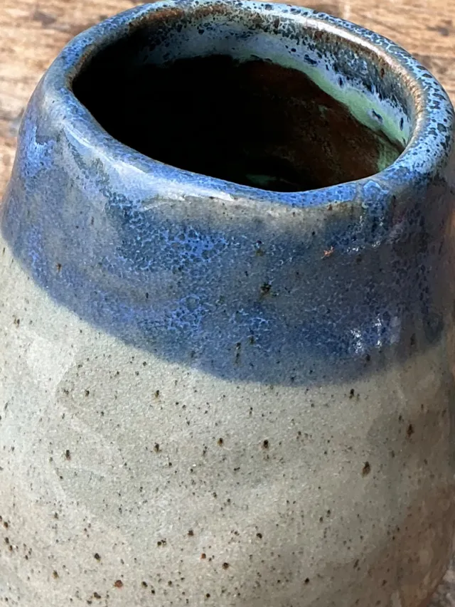 Vintage Blue and Gray Ceramic Vase — additional photo 1