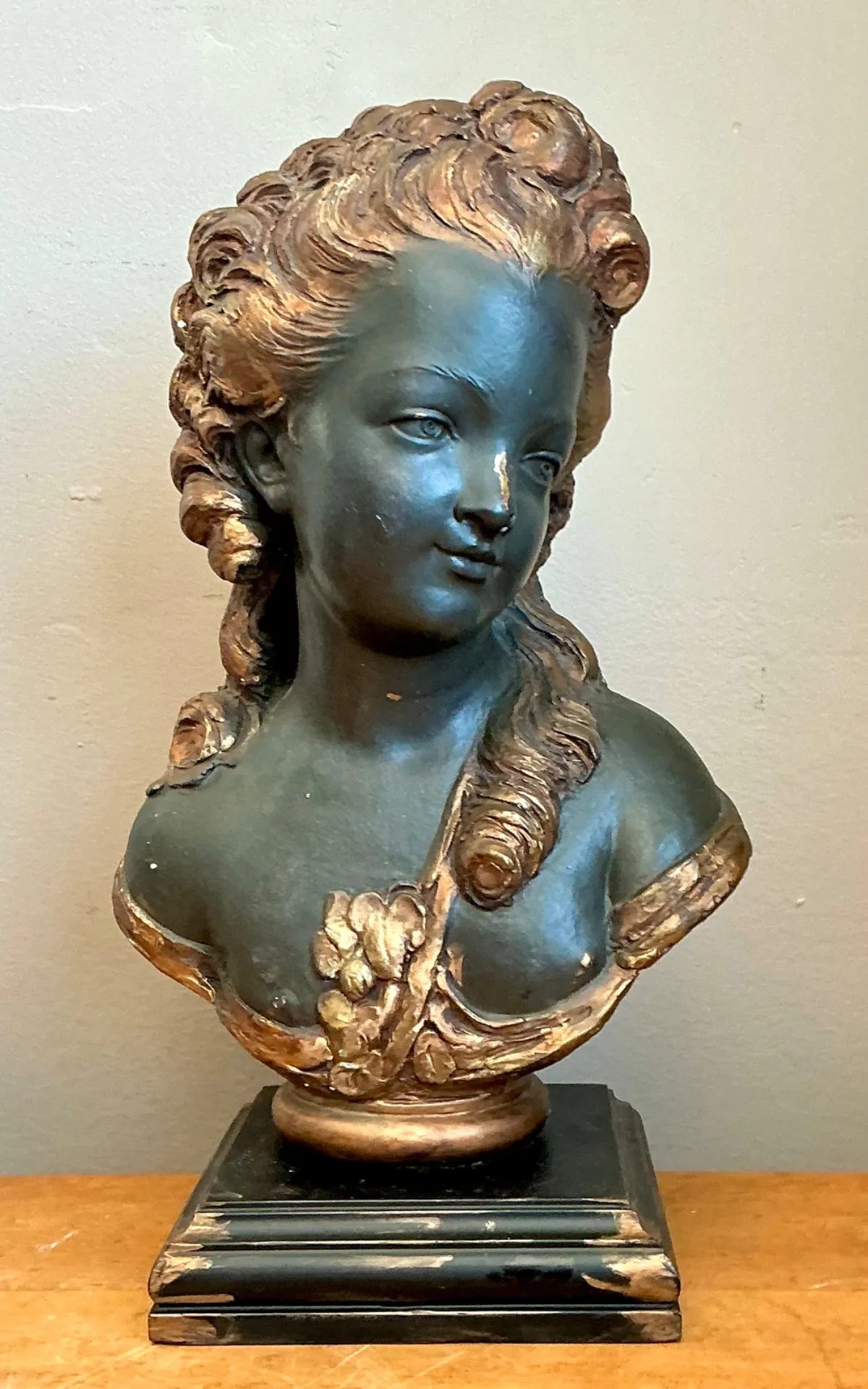 Vintage Gilt Tipped Carved Wood Female Bust