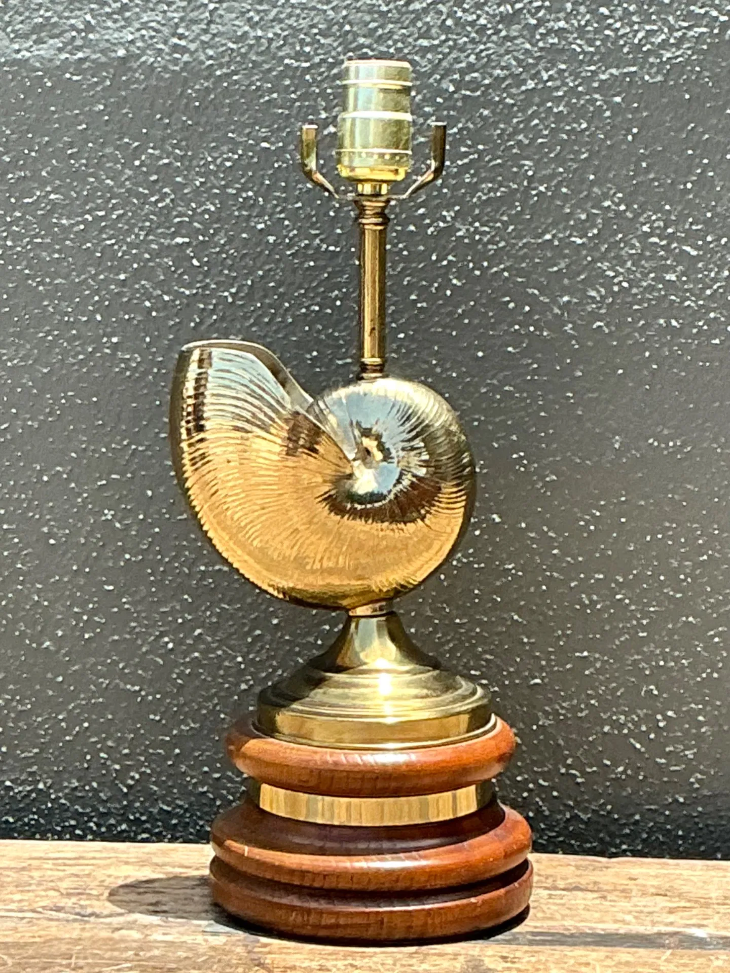 Vintage Brass Nautilus Shell Table Lamp — additional photo 1