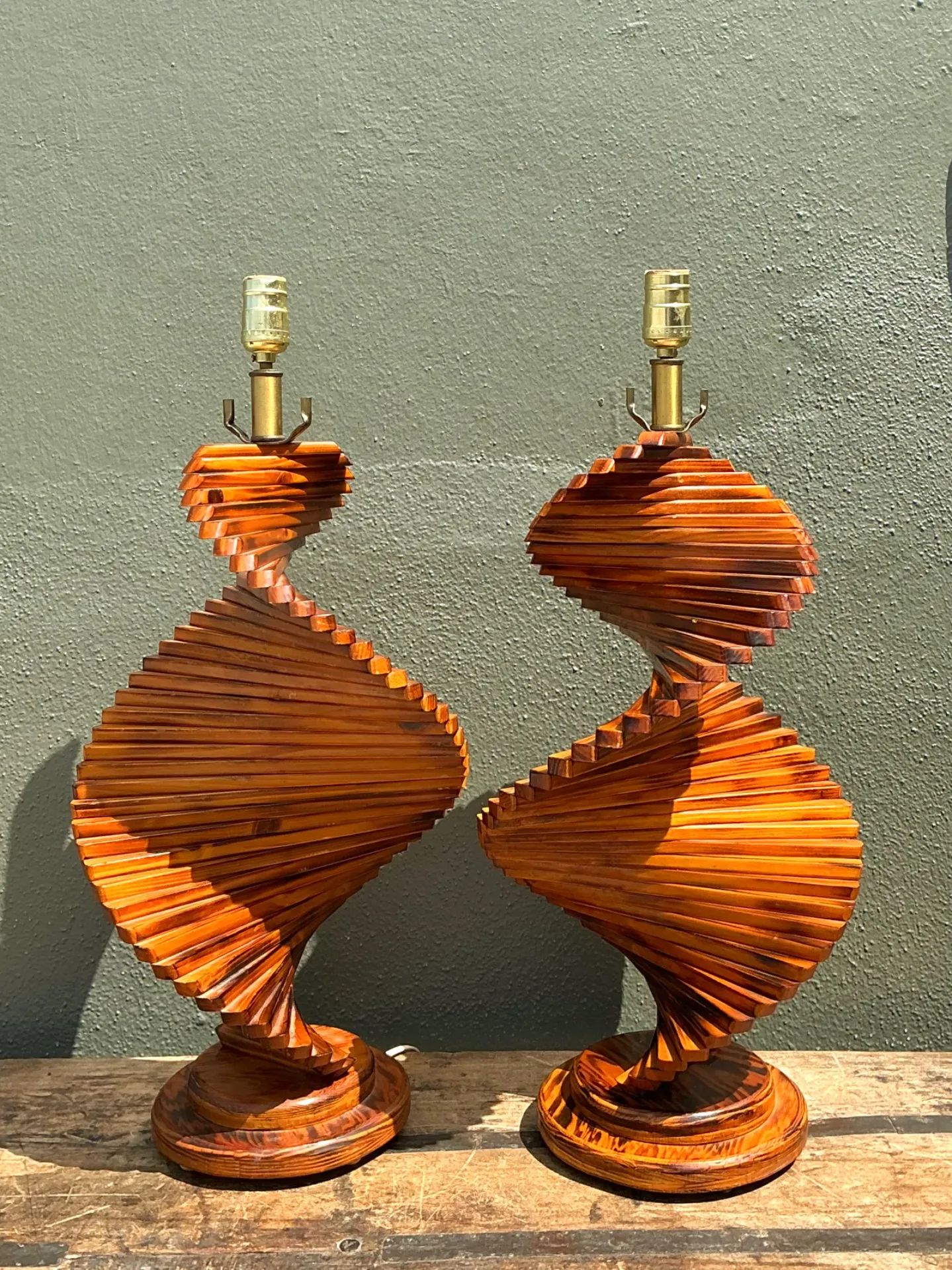 Vintage French Wood Helix Table Lamps - A Pair — additional photo 6