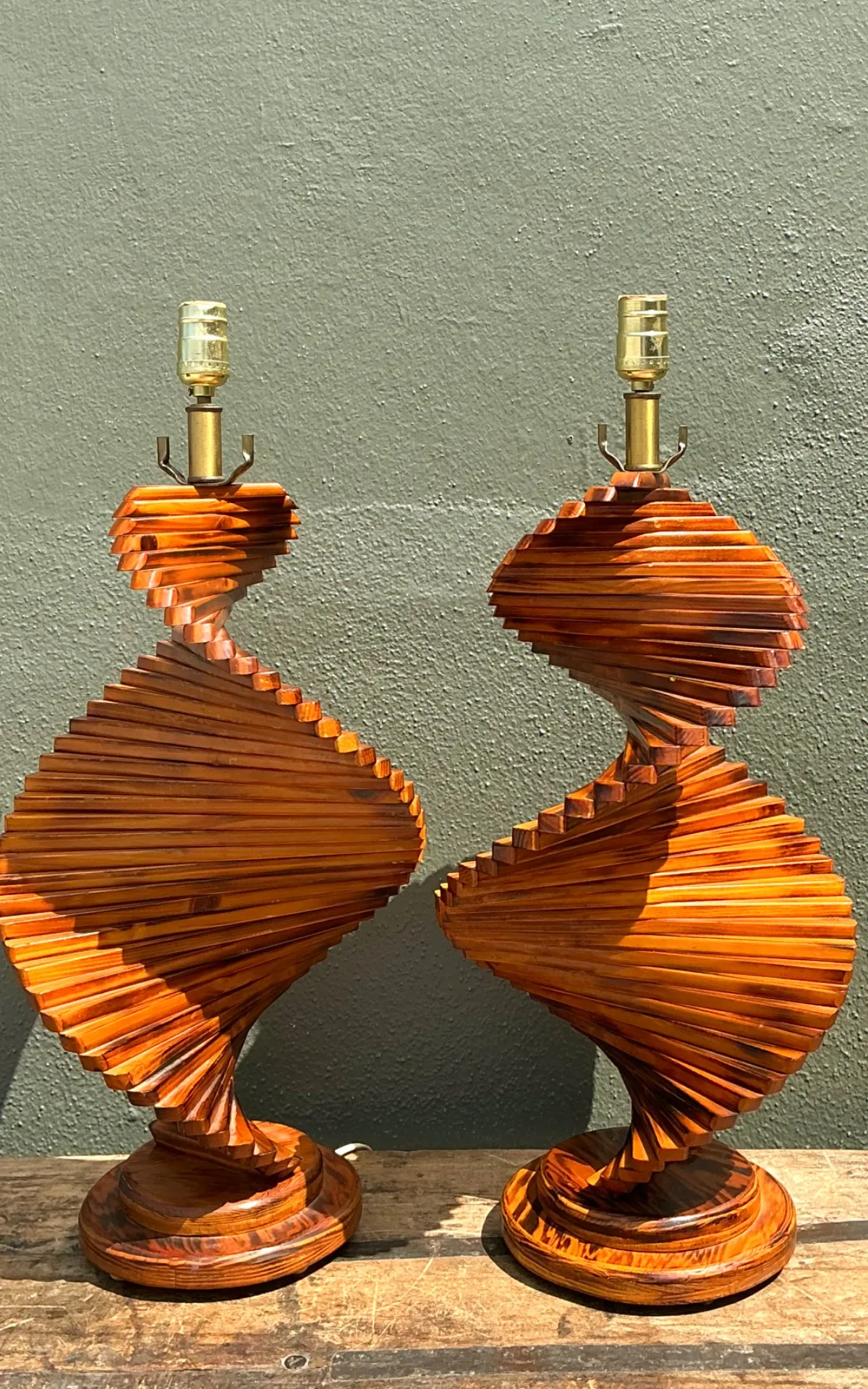 Vintage French Wood Helix Table Lamps - A Pair — additional photo 6