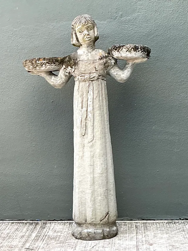 Vintage Stone Garden Figure with Bowls — additional photo 3