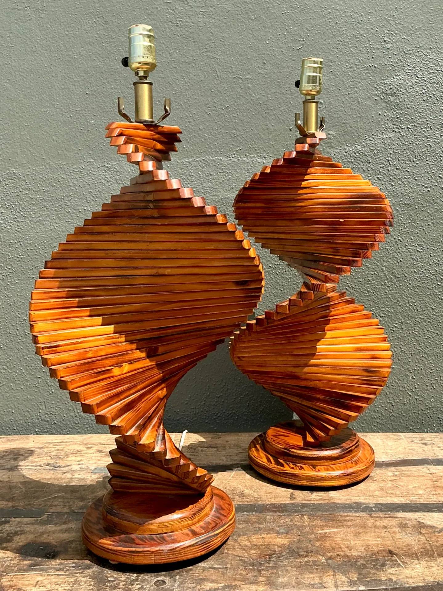 Vintage French Wood Helix Table Lamps - A Pair — additional photo 7