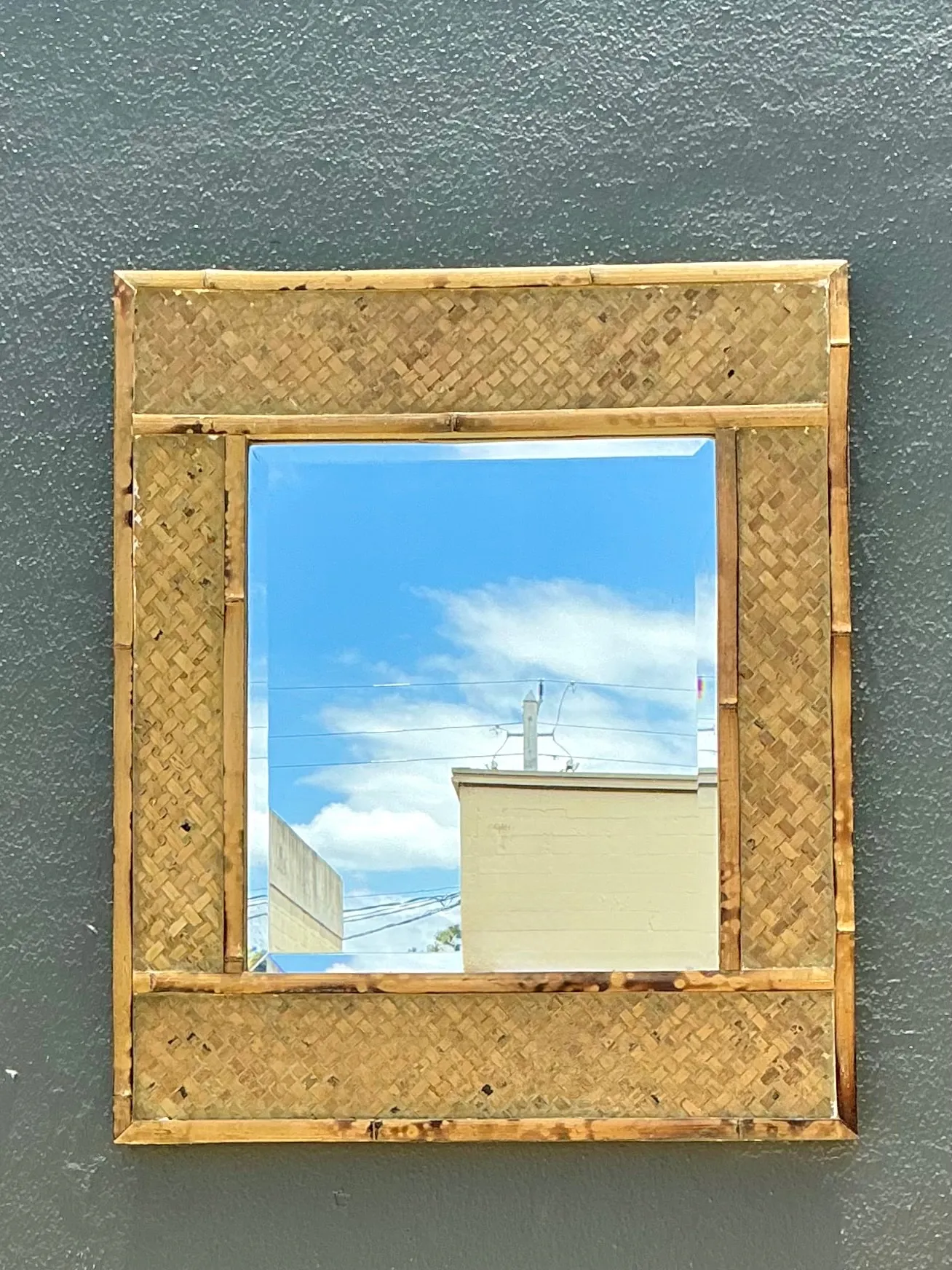 Vintage Woven Bamboo Wall Mirror — additional photo 8