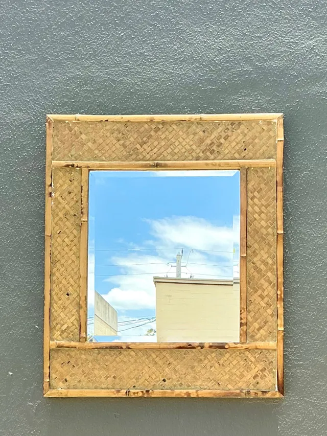 Vintage Woven Bamboo Wall Mirror — additional photo 4