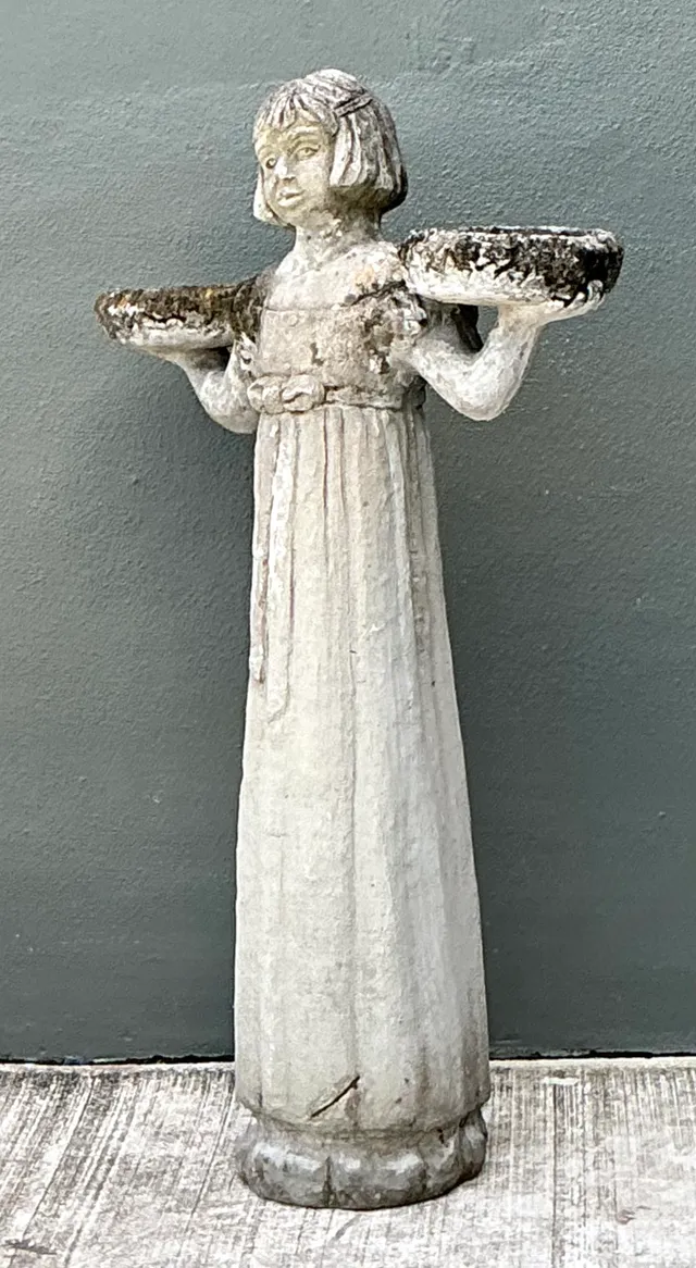 Vintage Stone Garden Figure with Bowls — additional photo 7