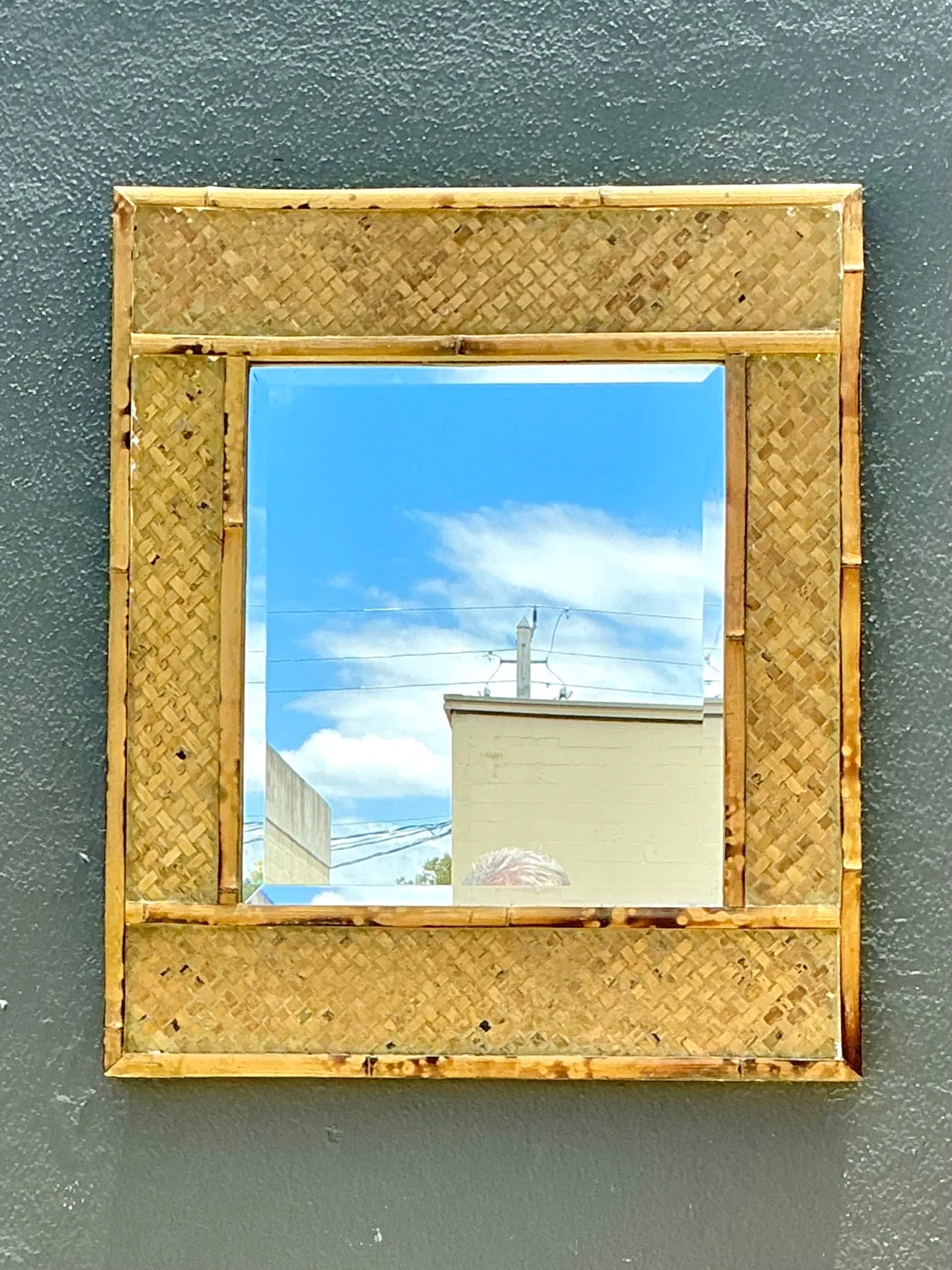 Vintage Woven Bamboo Wall Mirror — additional photo 2
