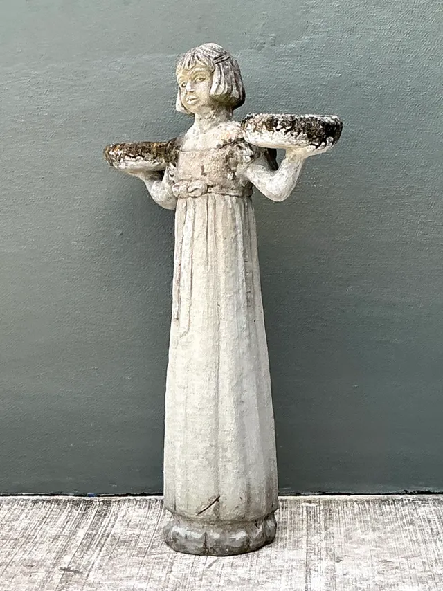 Vintage Stone Garden Figure with Bowls — additional photo 4