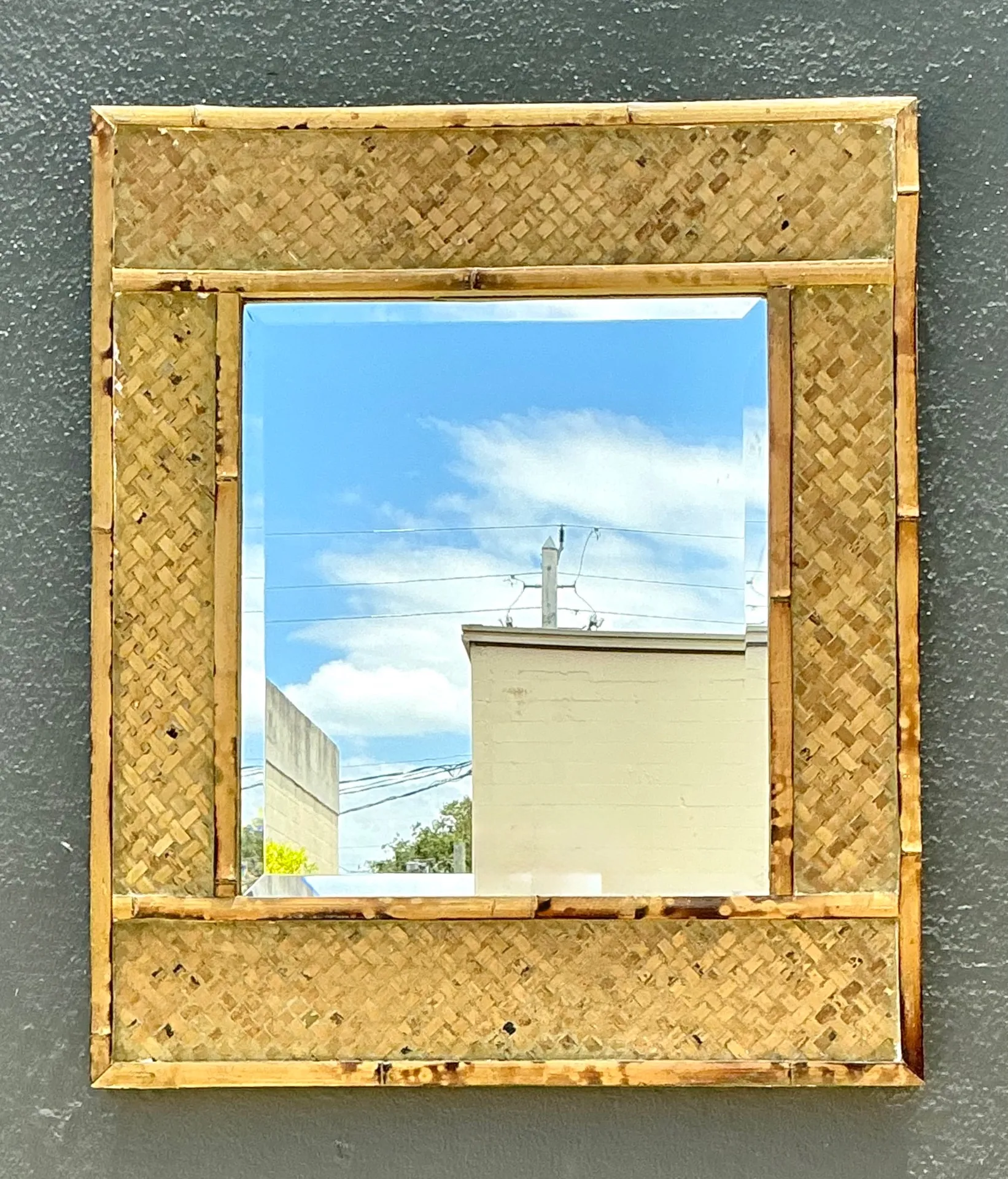 Vintage Woven Bamboo Wall Mirror — additional photo 6