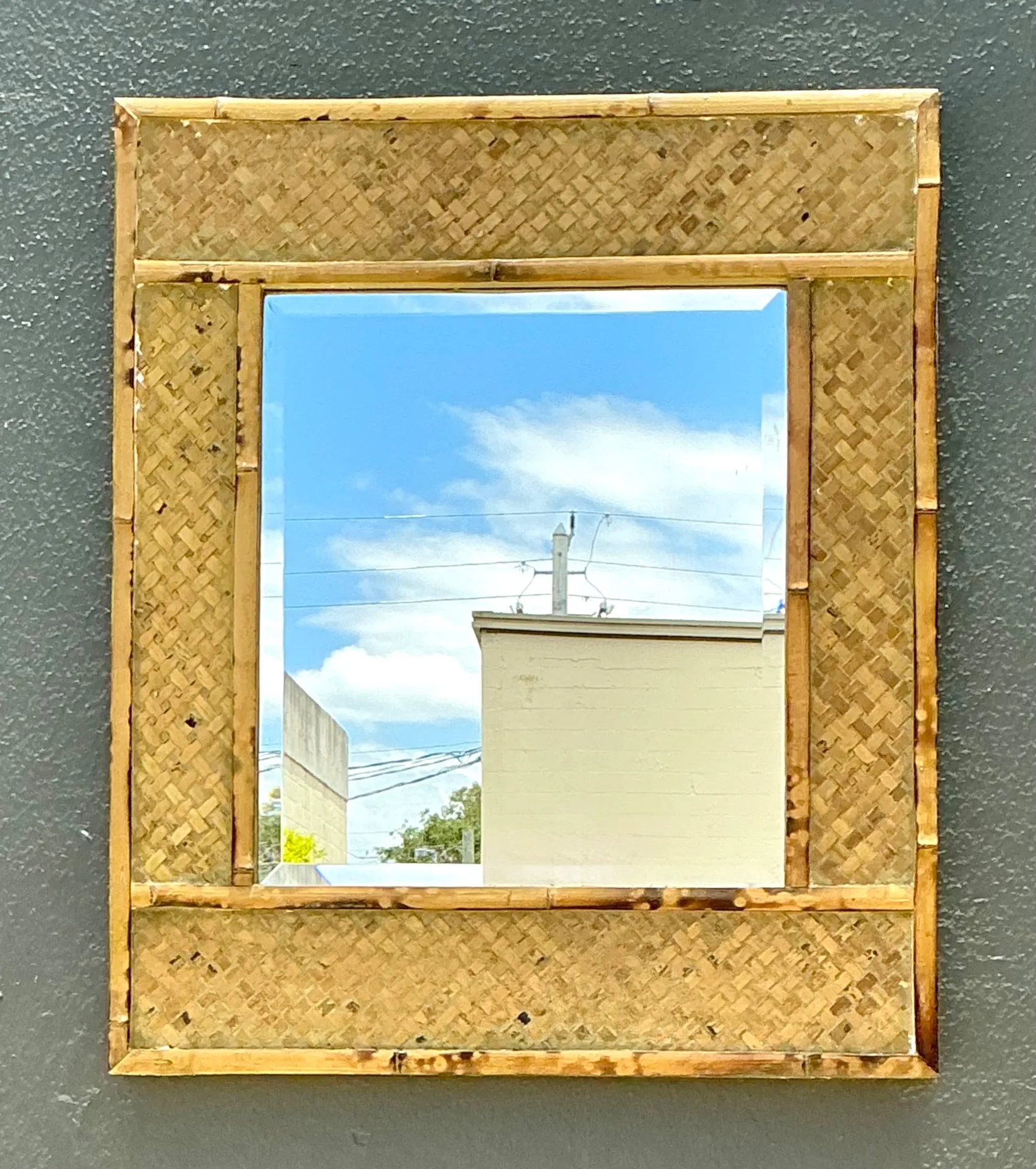 Vintage Woven Bamboo Wall Mirror — additional photo 7