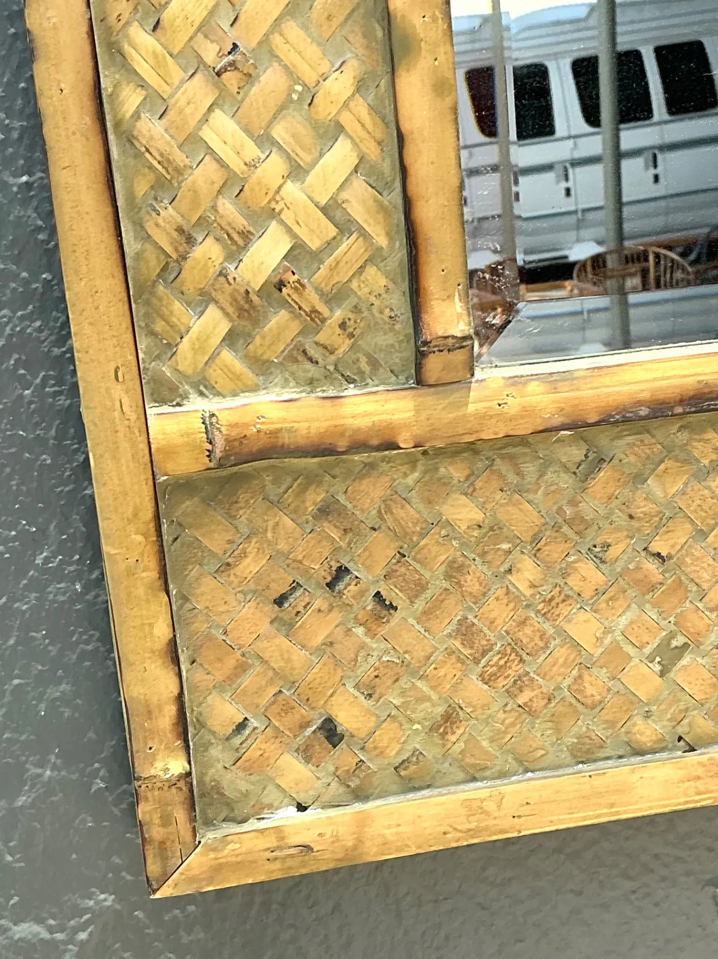 Vintage Woven Bamboo Wall Mirror — additional photo 5