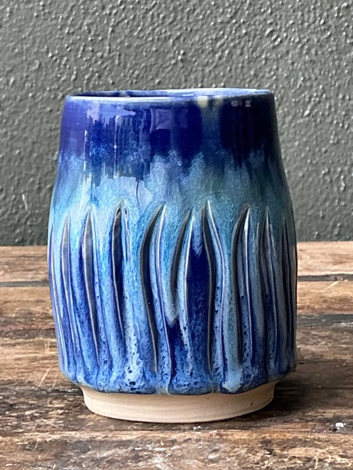 Vintage Studio Pottery Blue Ceramic Vase — additional photo 5