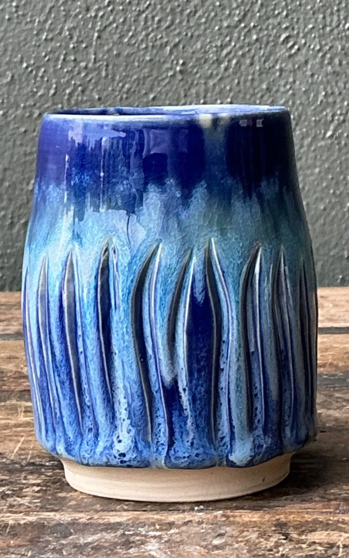 Vintage Studio Pottery Blue Ceramic Vase — additional photo 5
