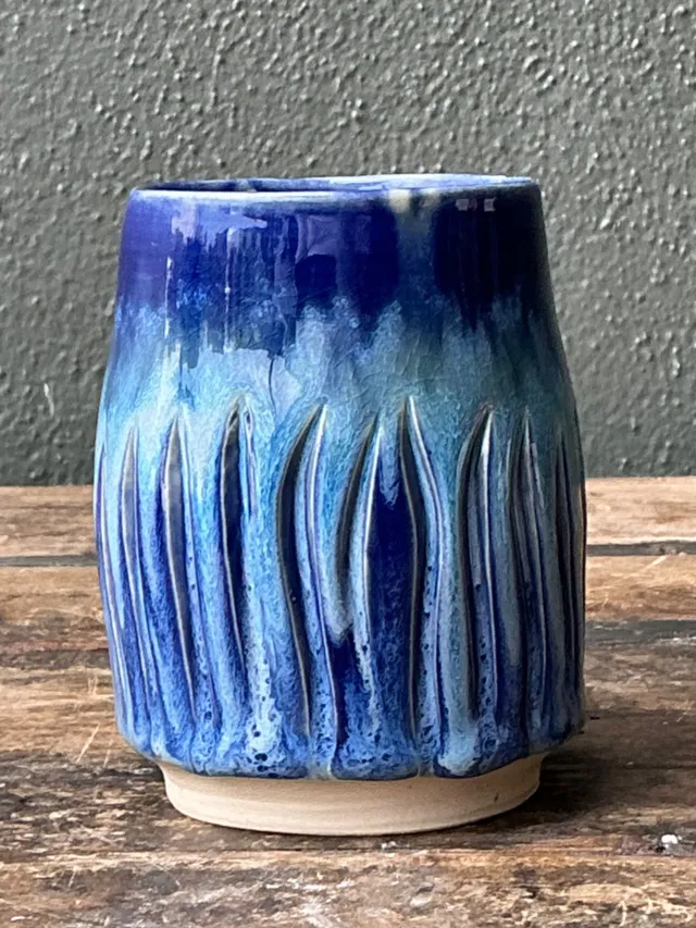 Vintage Studio Pottery Blue Ceramic Vase — additional photo 5