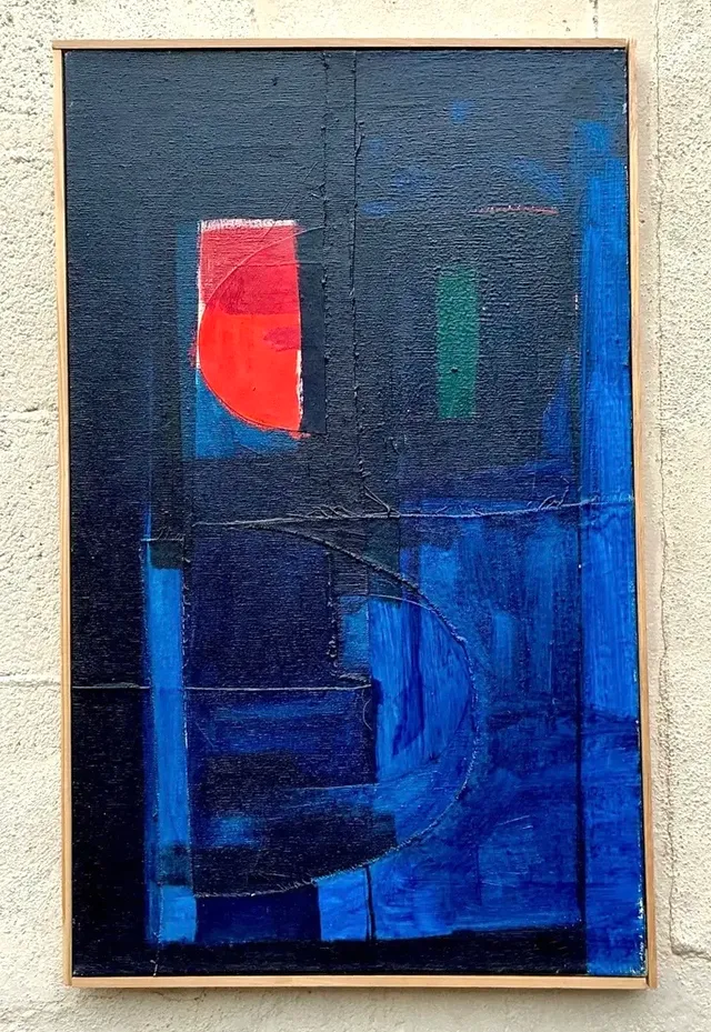 Vintage Boho Original Abstract Oil on Canvas - Canvas, 16.5W x 26.5H — additional photo 5