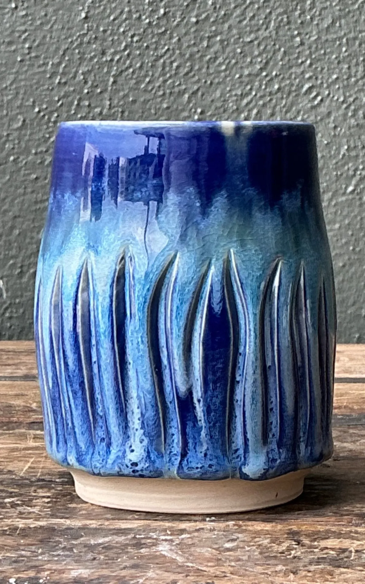 Vintage Studio Pottery Blue Ceramic Vase — additional photo 7