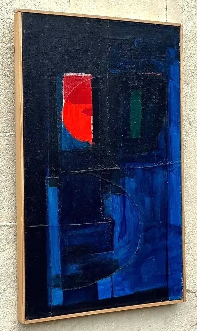 Vintage Boho Original Abstract Oil on Canvas - Canvas, 16.5W x 26.5H — additional photo 8